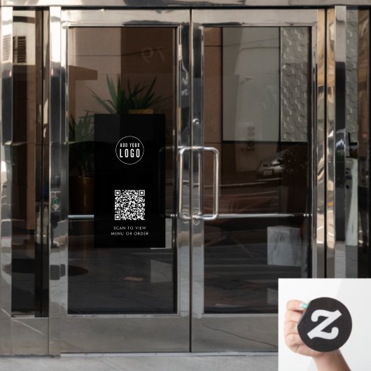 Restaurantkoffie Logo en QR Code Aangepaste kleur Raamsticker (Kantoordeur)
