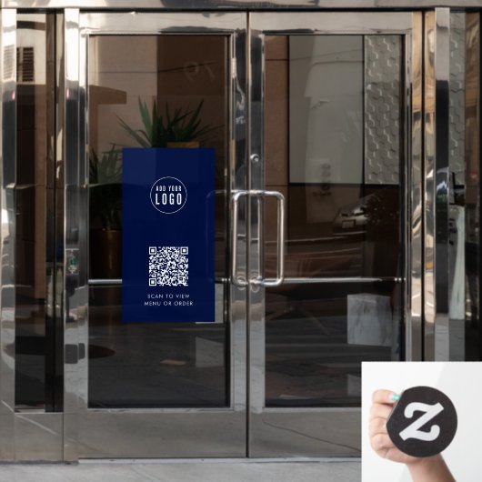 Restaurantkoffie Logo en QR Code Aangepaste kleur Raamsticker (Kantoordeur)