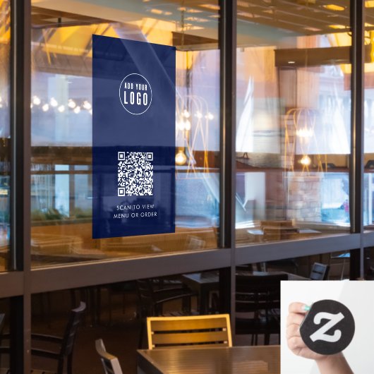 Restaurantkoffie Logo en QR Code Aangepaste kleur  Raamsticker (Restaurant Raam)