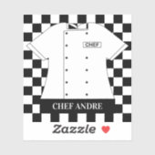 Restaurantkop Chef White Tunic Checkered Squares Sticker (Vel)