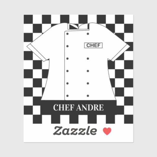 Restaurantkop Chef White Tunic Checkered Squares Sticker (Vel)