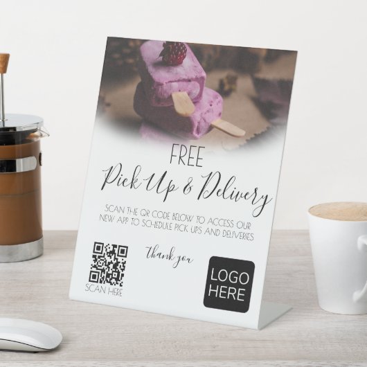 Restaurantlevering QR-code Pedestal Sign Reclamebord Met Voetstuk (Insitu)