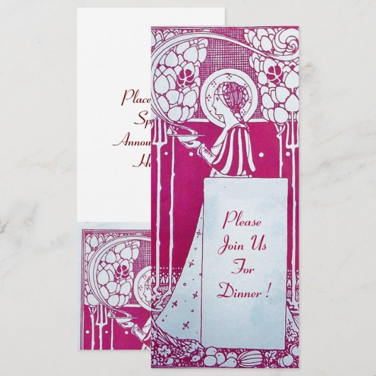 RESTAURANTMENU MONOGRAM Roze Witte Diner,Brunch Kaart (Voorkant / Achterkant)