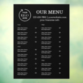 Restaurantmenu | Zwarte Logo Cafe Menu Raamsticker (Vel 3)