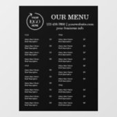 Restaurantmenu | Zwarte Logo Cafe Menu Raamsticker (Vel)