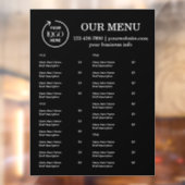 Restaurantmenu | Zwarte Logo Cafetaria Menu Raamsticker (Vel 2)