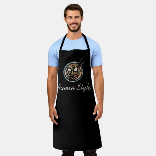 Restaurantober moderne zwarte Japanse ramen Schort (Gedragen)