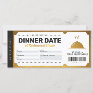 Restaurantreservering Gold Voucher Certificate