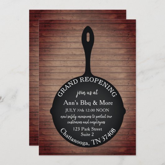 Restaurants die Iron Skillet Wood heropenen Kaart (Voorkant / Achterkant)