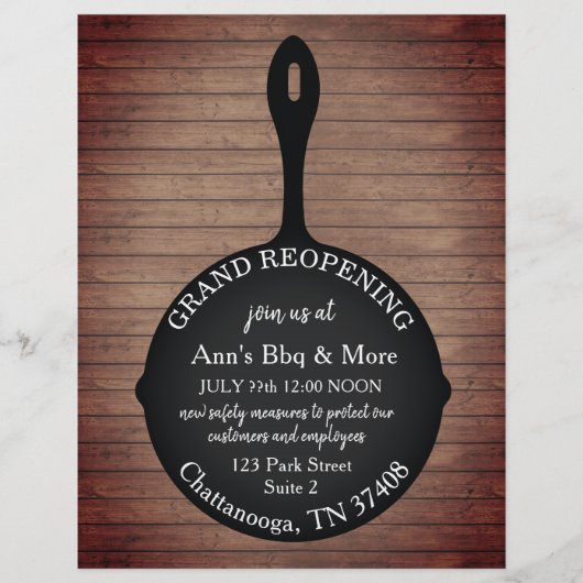 Restaurants die Skillet Wood heropenen Flyer (Voorkant)