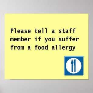 Restaurants Food Allergy Notice Poster