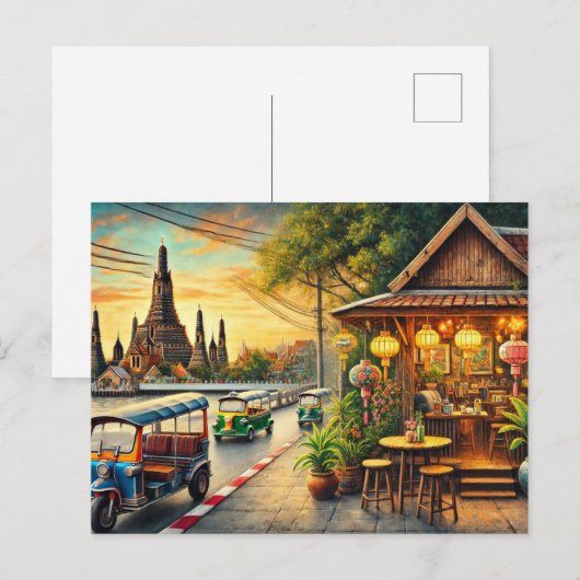 Restaurants in de buurt van Bangkok Thailand Wat A Briefkaart (Voorkant / Achterkant)