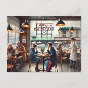 Restaurants in de buurt van Rainy Seattle Briefkaart