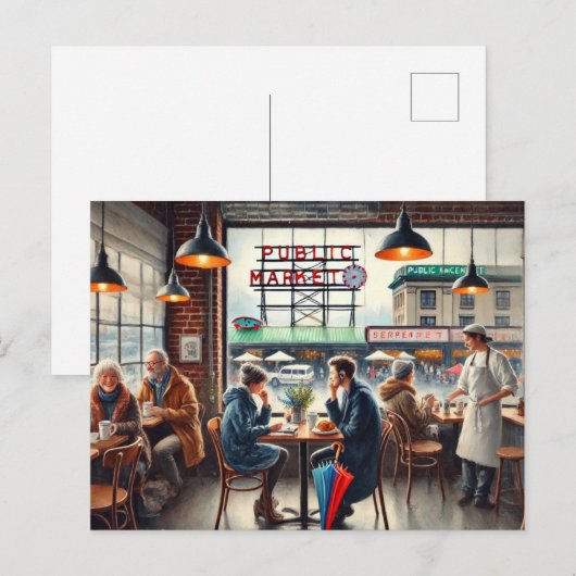 Restaurants in de buurt van Rainy Seattle Briefkaart (Voorkant / Achterkant)