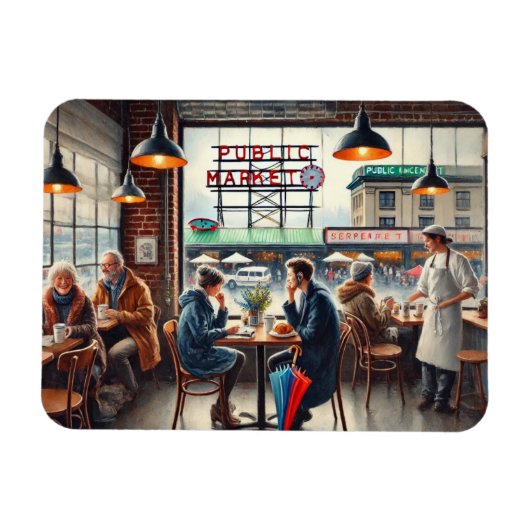 Restaurants in de buurt van Rainy Seattle Magneet (Horizontaal)