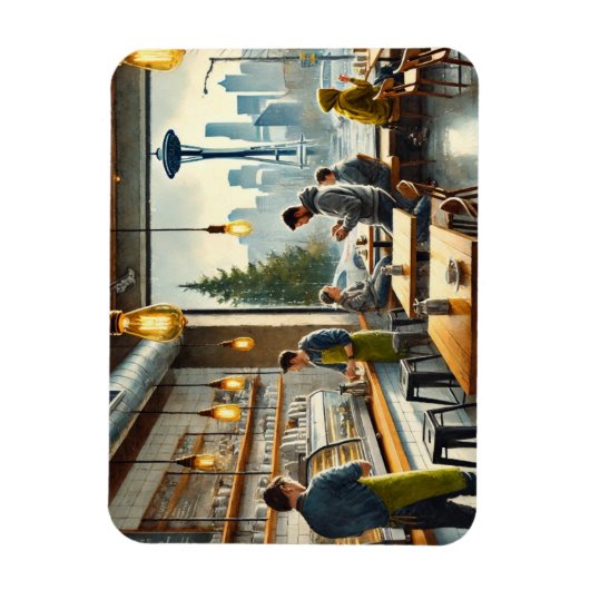 Restaurants in de buurt van Rainy Seattle Magneet (Verticaal)