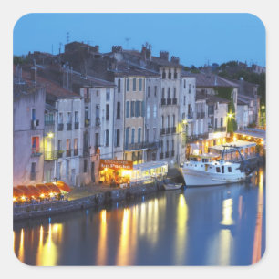 Restaurants langs de rivier de l'Herault. L'Heraul Vierkante Sticker