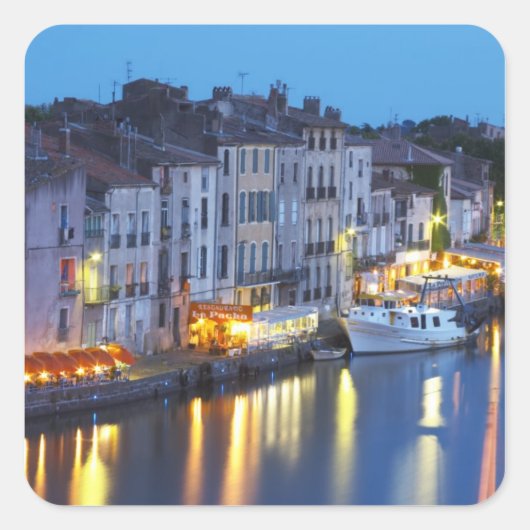 Restaurants langs de rivier de l'Herault. L'Heraul Vierkante Sticker (Voorkant)