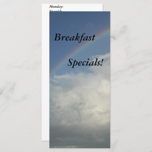 Restaurants, Ontbijtspecials, Regenboog Menu (Voorkant / Achterkant)