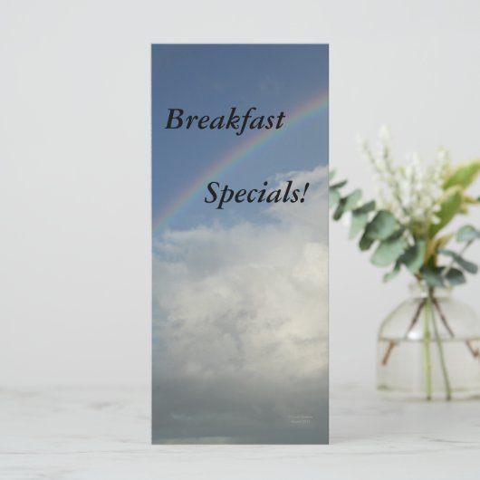 Restaurants, Ontbijtspecials, Regenboog Menu (Staand voorkant)
