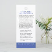 Restaurants speciale menu's beperkte klant blauw (Staand voorkant)