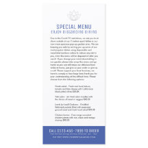 Restaurants speciale menu's beperkte klant blauw