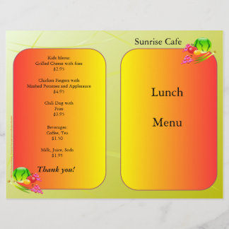 Restaurants Supplies Lunch Menu Sunrise design