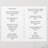 Restaurants Supplies Lunch Menu Sunrise design (Achterkant)