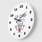 Restaurantwandklok met chef-kok-cartoon grote klok (Hoek)