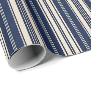 Restauratie Ivoor Navy Blauwe Vintage Weefsel Uite Cadeaupapier