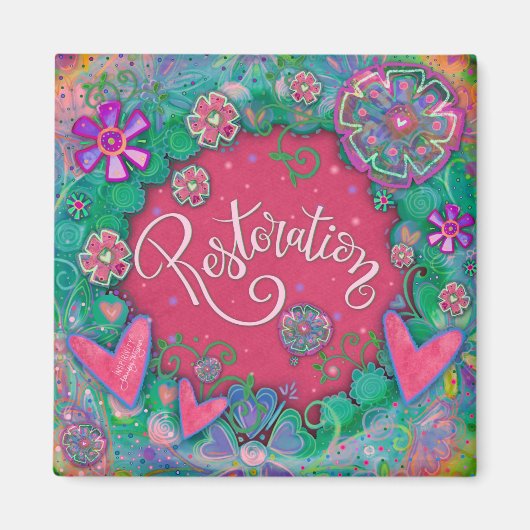 Restauratie Roze Leuk Bloemen Moderne Inspirivity Magneet (Voorkant)