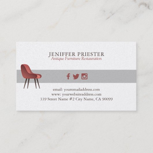 restauratie van Antiek stoelmeubilair Visitekaartje (Achterkant)