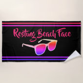 Restend Beach Face Black en Bright Beach Towel Strandlaken (Voorkant)