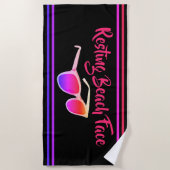 Restend Beach Face Black en Bright Beach Towel Strandlaken (Voorkant)