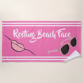 Restend Beach Face Hot Pink Beach Towel Strandlaken