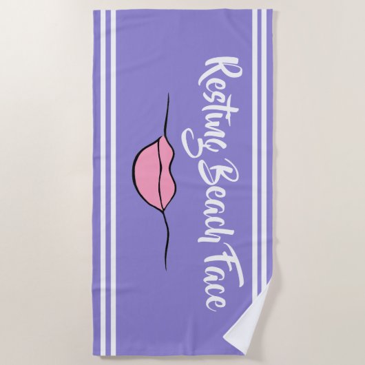 Restend Beach Face "Lips Lavender Beach Towel" Strandlaken (Voorkant)