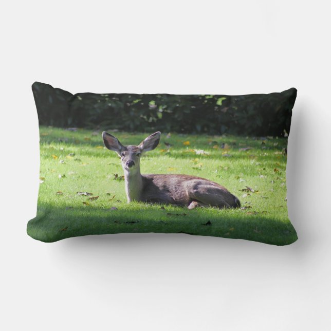 Restend deer op gelaagde lumbar Pillow Kussen (Voorkant)