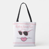Restend Kiekengezicht Roze en Wit Tote Bag (Achterkant)
