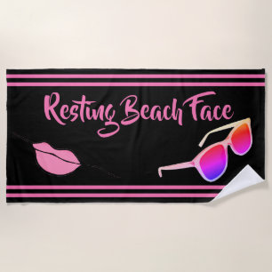 Restende band zwart-wit en roze keukenhanddoek strandlaken