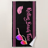 Restende band zwart-wit en roze keukenhanddoek strandlaken (Voorkant)