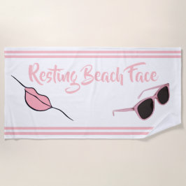 Restende Beach Face White en Roze Beach Towel Strandlaken