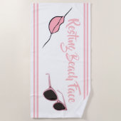 Restende Beach Face White en Roze Beach Towel Strandlaken (Voorkant)