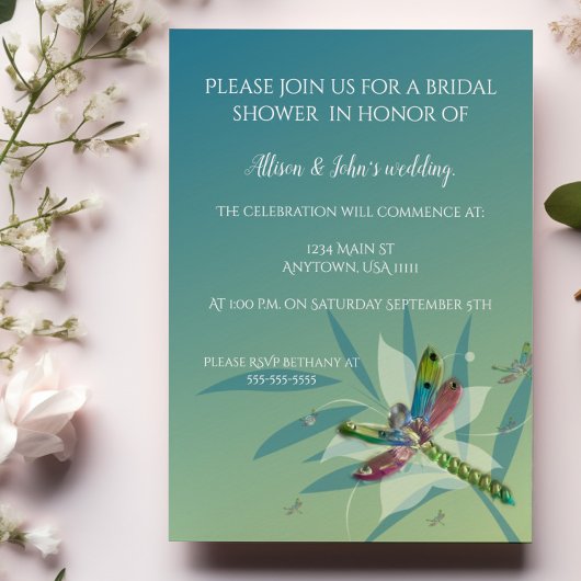 Restende Dragonfly Bridal Shower Uitnodiging