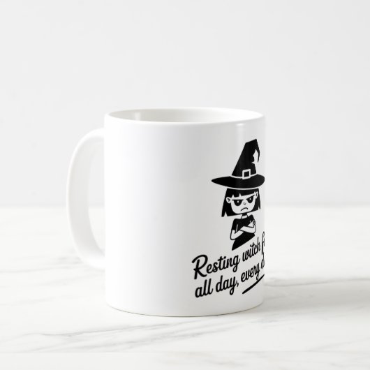 Restende heksengezicht koffiemok (Voorkant links)