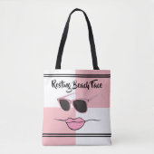 Restende Kieuwzijde Roze en Witte Controle Tote Bag (Voorkant)