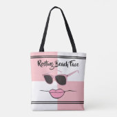 Restende Kieuwzijde Roze en Witte Controle Tote Bag (Achterkant)