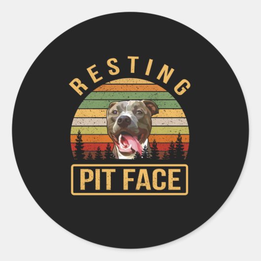 Restende Pitbull-zijde Ronde Sticker (Voorkant)