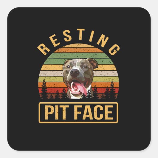 Restende Pitbull-zijde Vierkante Sticker (Voorkant)