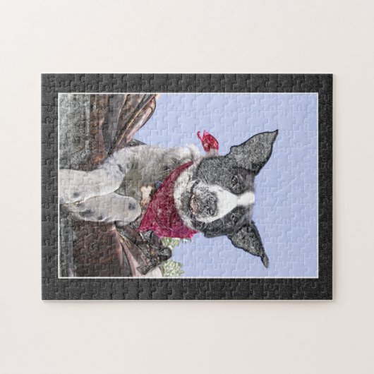 Restende rand Collie Heeler Mix Dog Schetskunst Legpuzzel (Horizontaal)