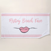 Restende strand Lips White en Roze band handdoek (Voorkant)